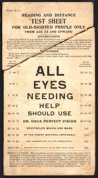 Snellen Eye Chart, paper